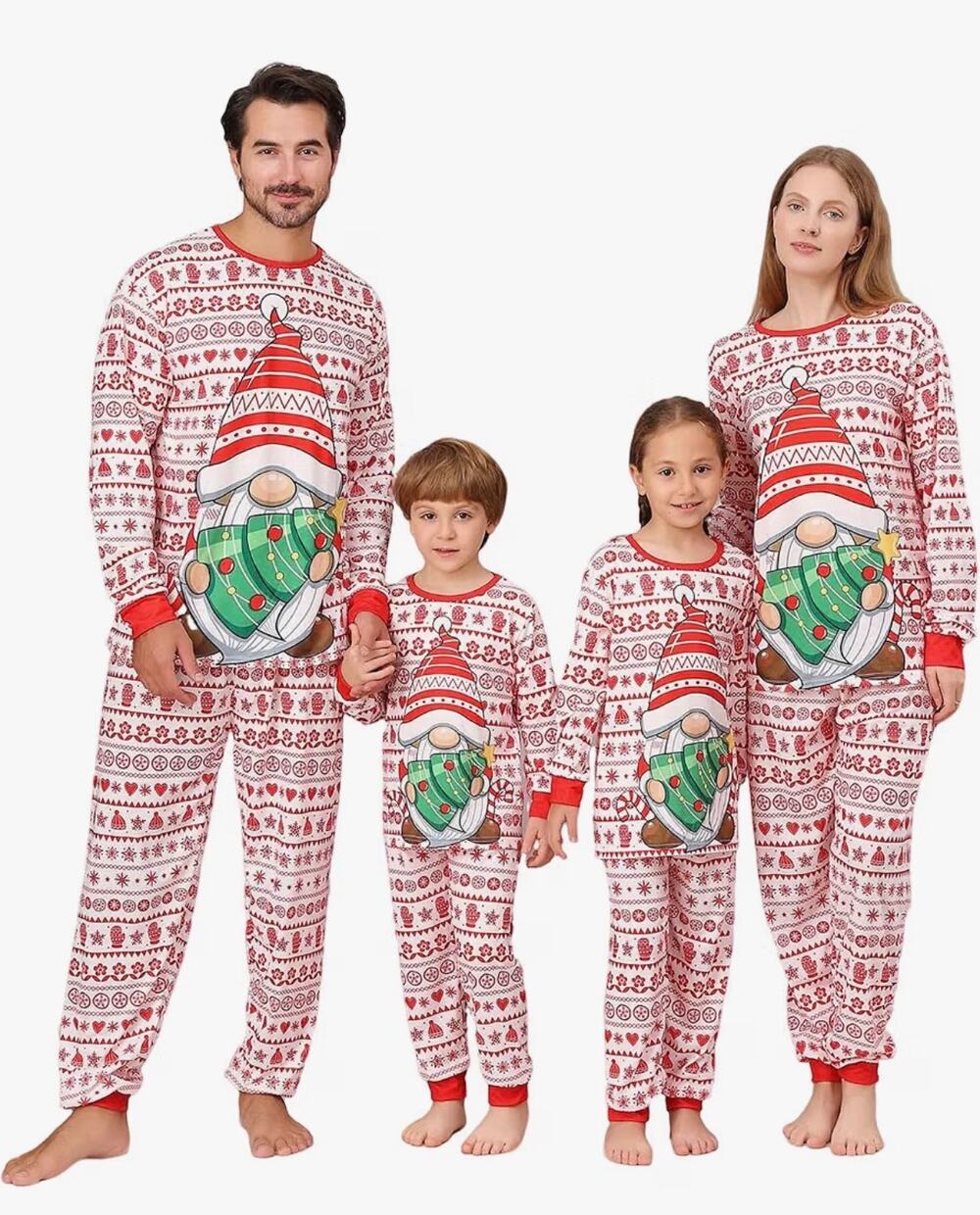Women’s Small Christmas Gnome Pajama Set Red White Holiday PJs